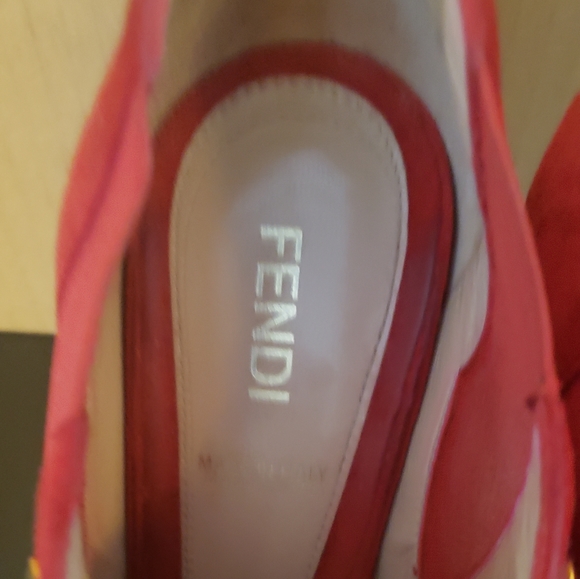 Fendi FF red suede studded booties - Picture 5 of 5